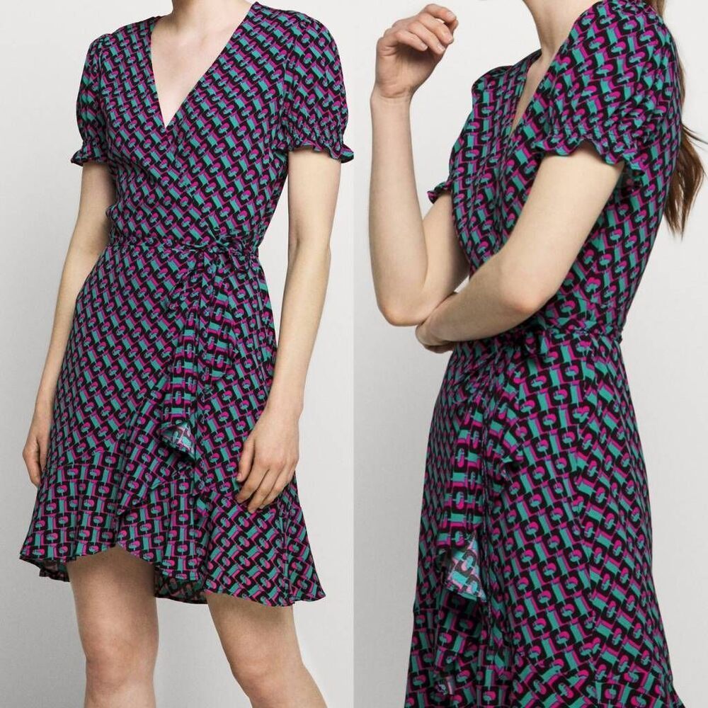 NWT Diane Von Furstenberg Mini Wrap Dress L